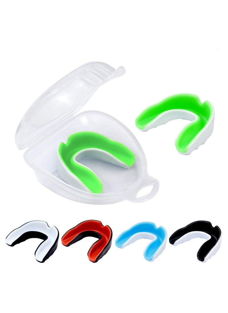 5 Pack Youth Mouth Guard Sports Mouth Guard Mouthguard Gumshield for Kids Double Colored Kids for Football Basketball Boxing MMA Hockey with Free Case