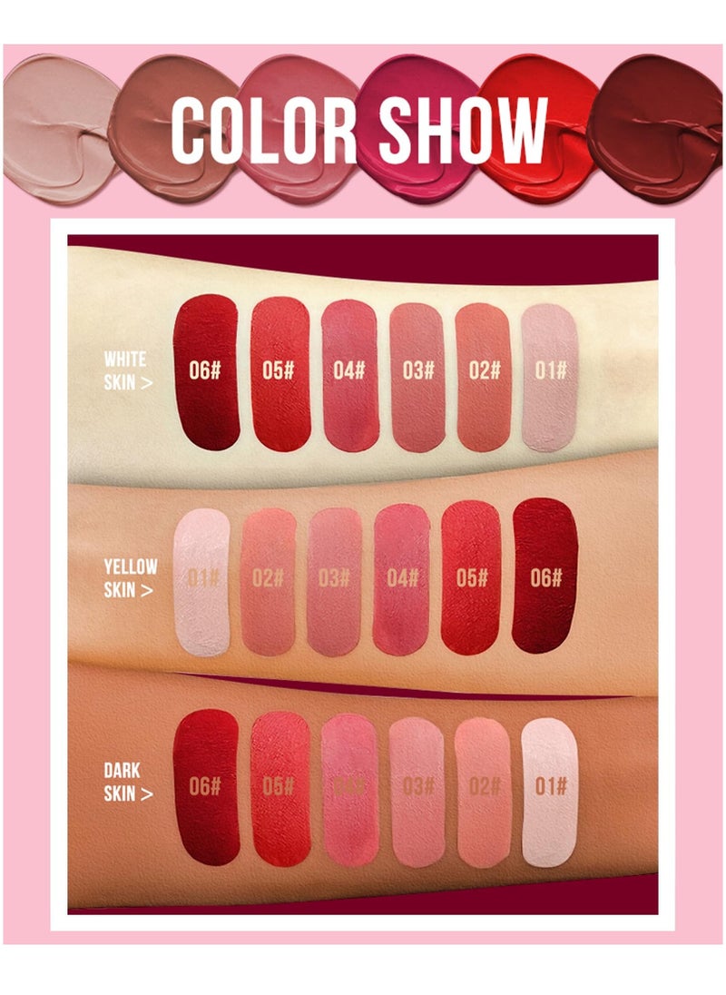 3 Pcs Matte Liquid Lipstick, Long Lasting Waterproof Not Fade Non Stick Cup Lip Balm, Nude High Pigmented Long Lasting Waterproof Velvet Moisturize Lip Gloss Set for Girls and Women
