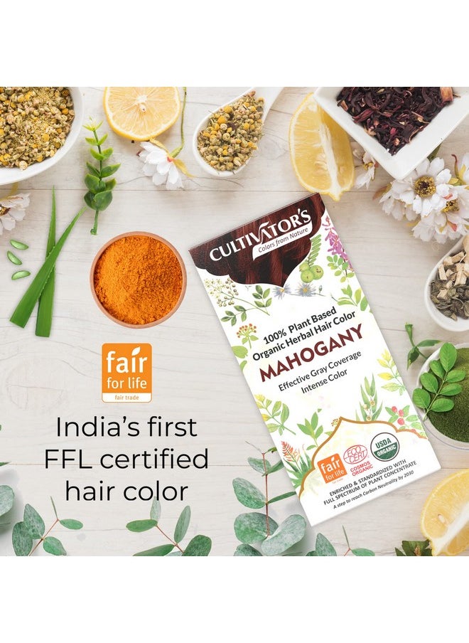 Organic Hair Colour - Organic Herbal Hair Colour For Women And Men - Ammonia Free Hair Colour Powder - Natural Hair Colour Without Chemical, (Mahogany) - 100G