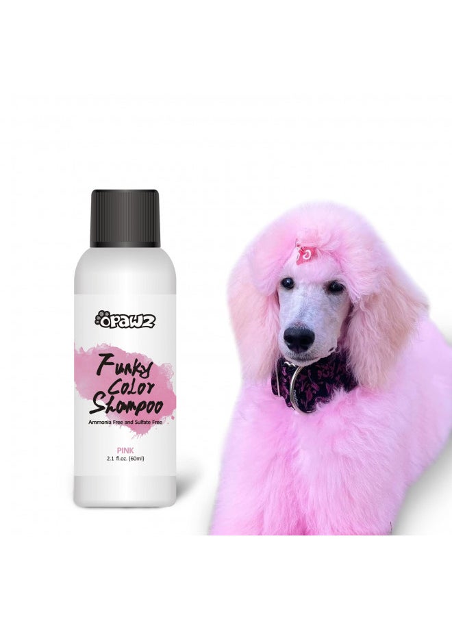 OPAWZ Color Depositing Shampoo for Dogs, Semi-Permanent Dog Hair Dye Coloring Safe Shampoo, Non-Toxic Colorwash Shampoo for Pets (Pink, 2.1 fl.oz / 60mL)