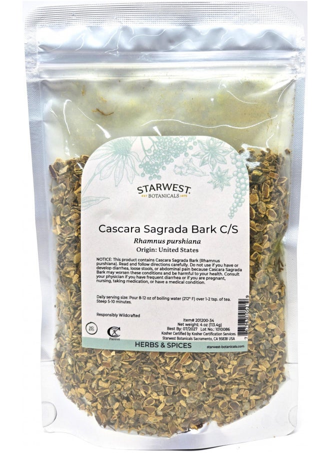 Cascara Sagrada Bark Cut & Sifted - 4 Oz,(Starwest Botanicals)