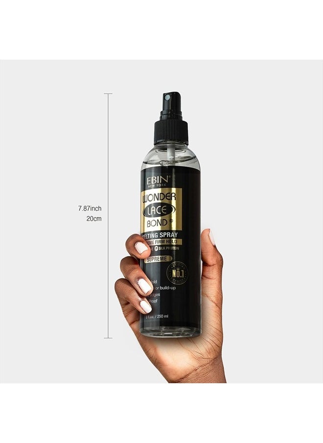 Wonder Bond Melting Spray 8oz/ 250ml - Extreme Firm Hold (Supreme) | No Reside, Long Lasting Formula with Protecting Edges, Gives Undetectable and Natural Look