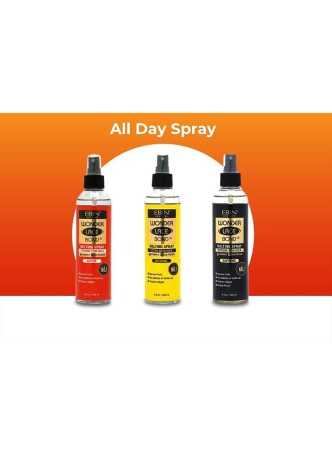 Wonder Bond Melting Spray 8oz/ 250ml - Extreme Firm Hold (Supreme) | No Reside, Long Lasting Formula with Protecting Edges, Gives Undetectable and Natural Look