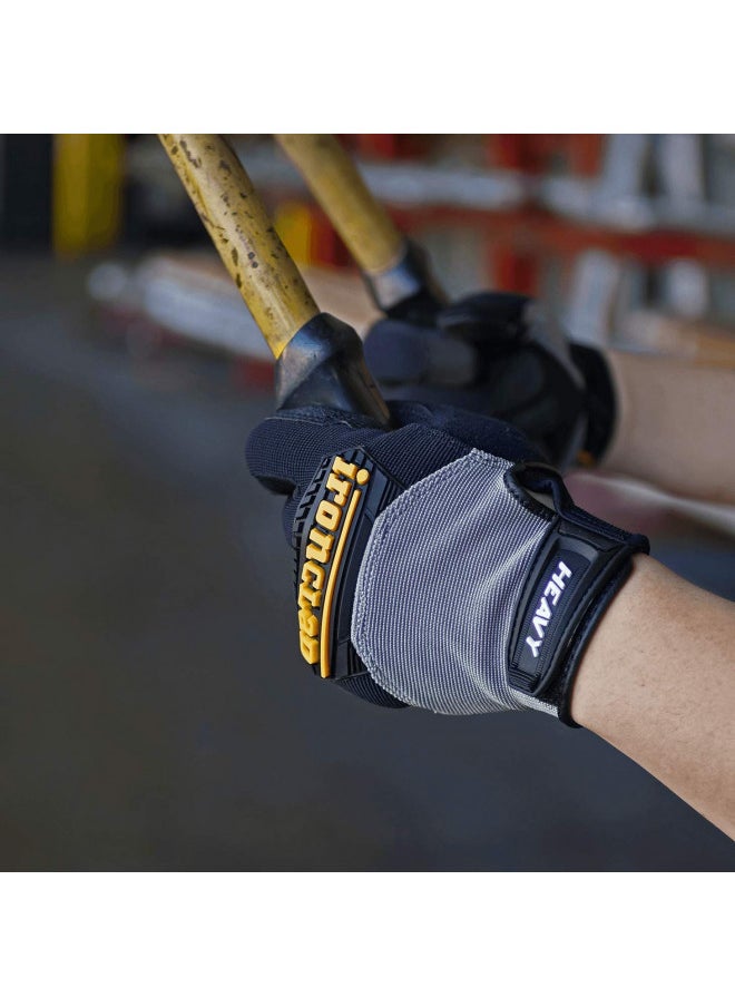 Ironclad Heavy Utility Work Gloves HUG, High Abrasion Resistance, Performance Fit, Durable, Machine Washable, (1 Pair), SMALL Black & Grey