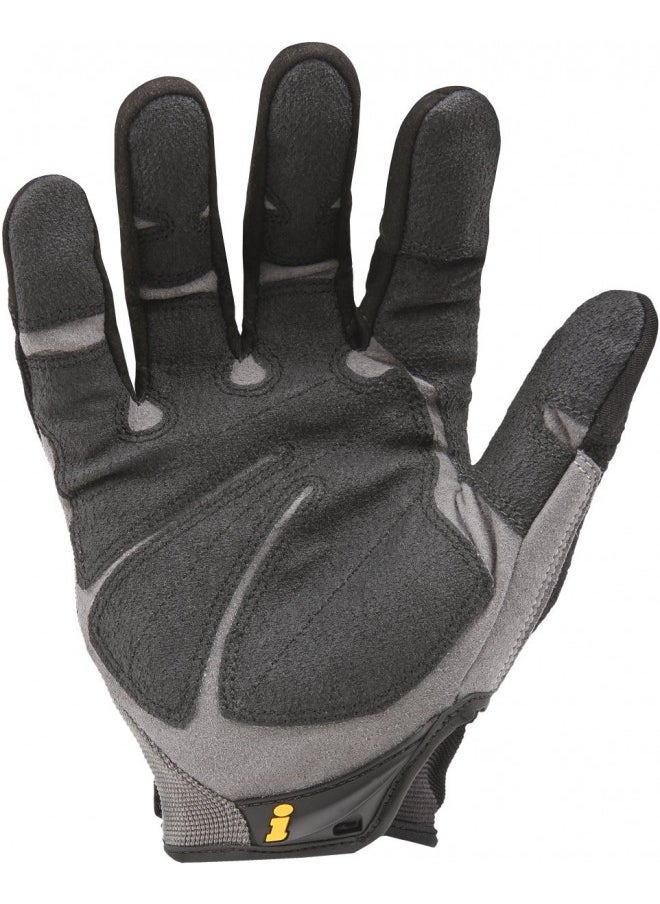 Ironclad Heavy Utility Work Gloves HUG, High Abrasion Resistance, Performance Fit, Durable, Machine Washable, (1 Pair), SMALL Black & Grey