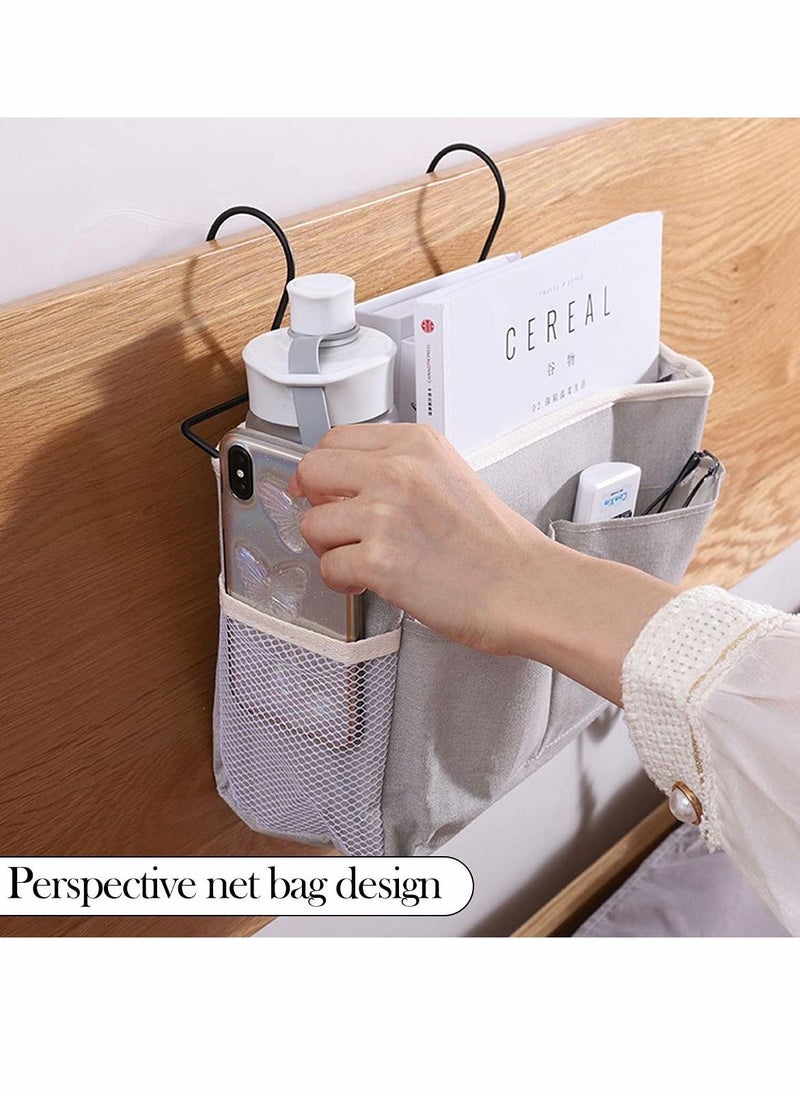 Bedside Storage Bag, Bed Pockets Baskets, Bedside Hanging Storage Organiser, Dormitory Bed Organiser Caddy Desktop Storage Rack for Home Office School Dorm Room Bunk Bed