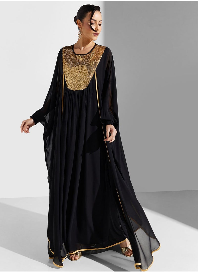 Shimmer Neck Kaftan