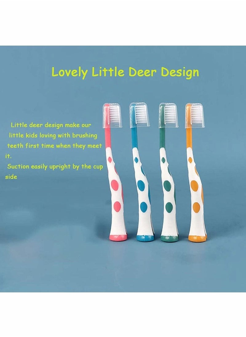 8 Packs Lovely Little Deer Extra Soft Toothbrush Set for Kids 2-5 Years