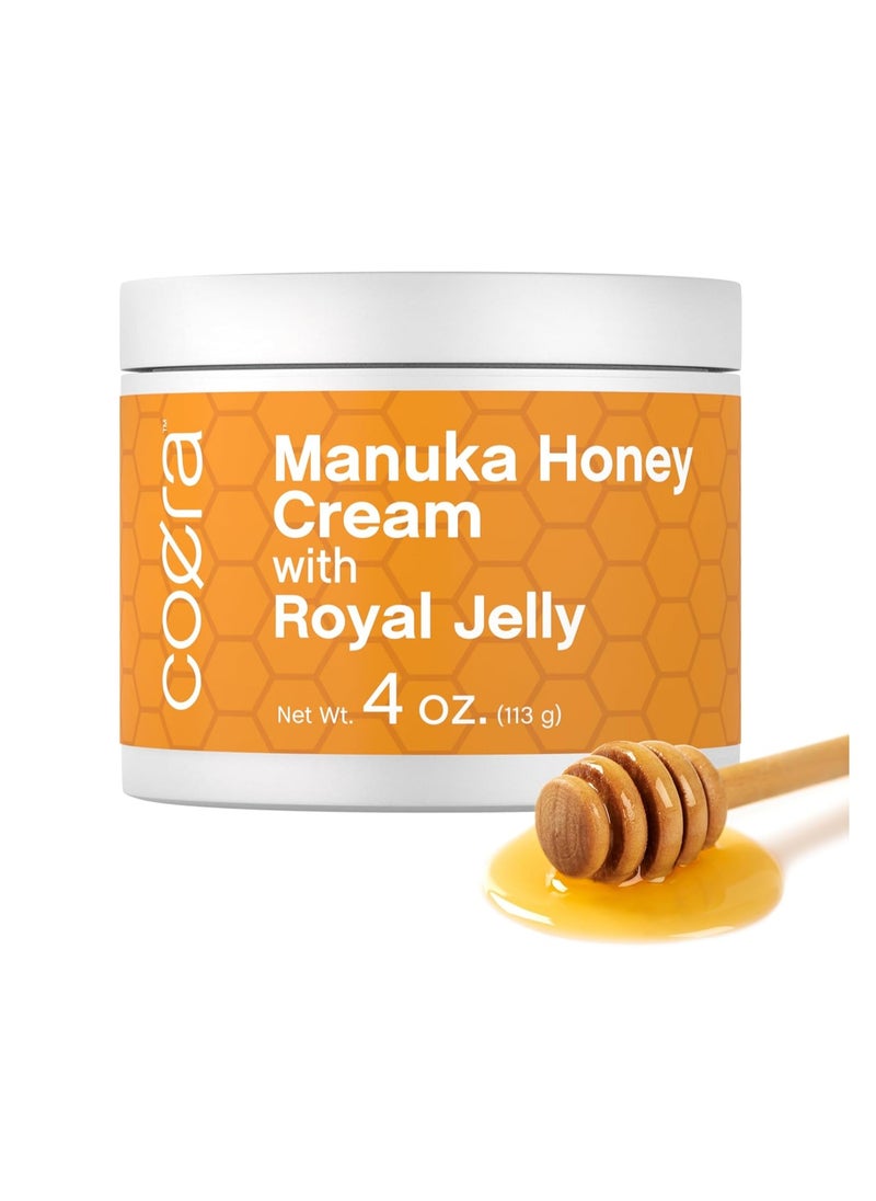 Manuka Honey Cream | with Royal Jelly | 4oz | Hydrating Moisturizer for Face & Skin | Free of Parabens, SLS, & Fragrances | Packaging May Vary