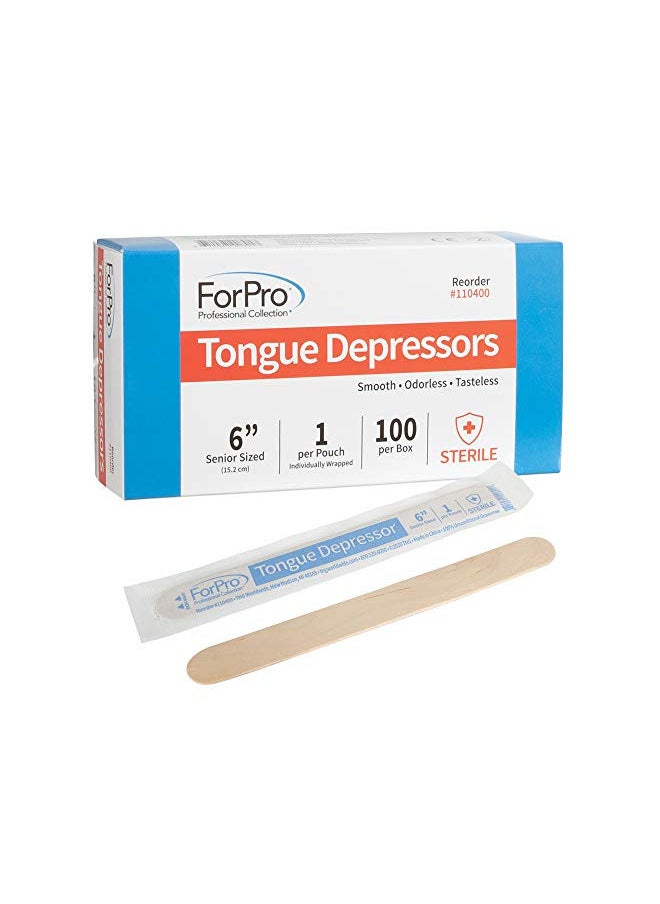 ForPro Professional Collection Senior Tongue Depressors, Large Wax Applicator Sticks, 6