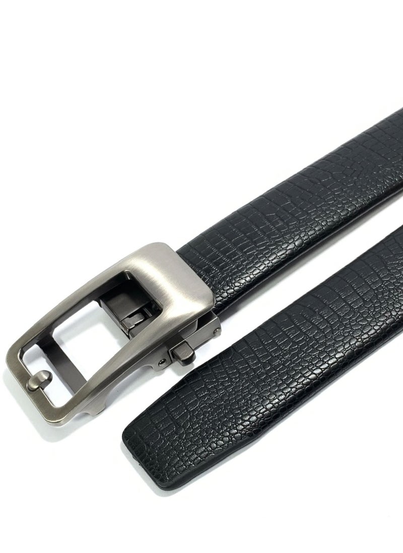 Classic Milano Men's Belt with Automatic Buckle - Stylish Faux Leather Belt for Men in Black, Ideal Gift and Perfect for Casual and Formal Wear