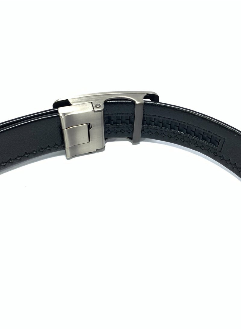 Classic Milano Men's Belt with Automatic Buckle - Stylish Faux Leather Belt for Men in Black, Ideal Gift and Perfect for Casual and Formal Wear