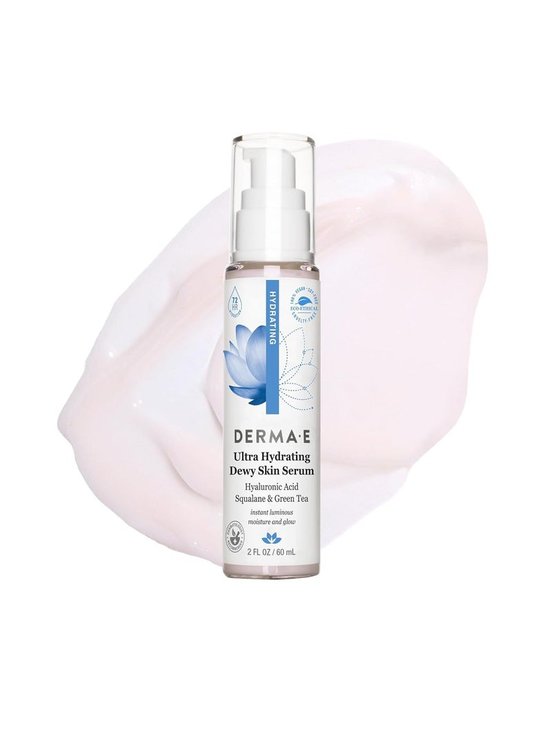 DERMA E Ultra Hydrating Dewy Skin Serum – Moisturizing Facial Treatment with Anti-Aging Squalane, Hyaluronic Acid and Ceramides to Smooth and Replenish, 2 FL Oz