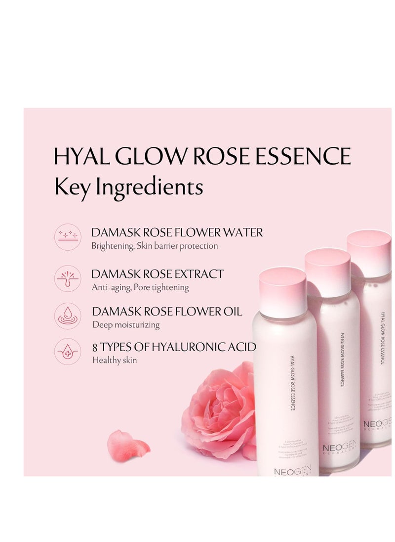 DERMALOGY by NEOGEN Hyal Glow Rose Essence - Hydrating Essence with 74% of Damask Rose Water Damask Rose Flower Oil & Damask Rose Extract 160ml / 5.41 oz