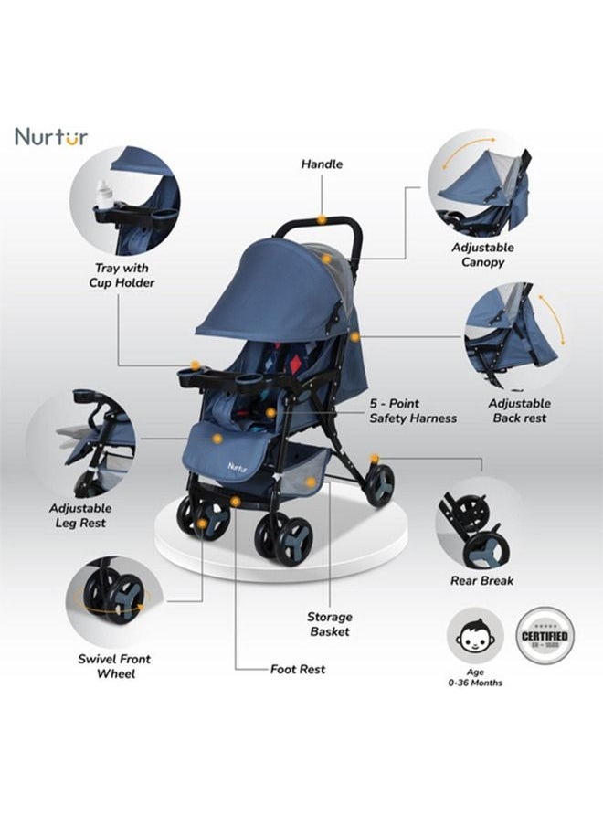 Ryder Light Weight Baby Stroller With Storage Basket, Detachable Food Tray