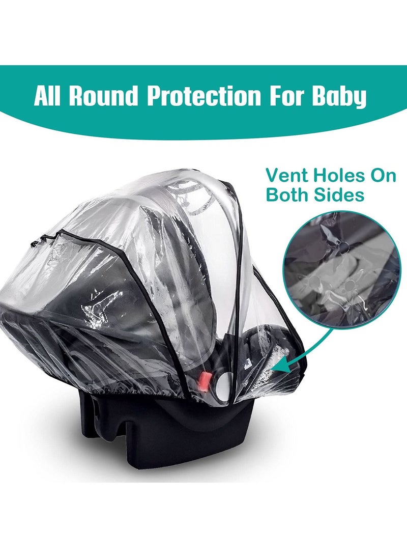 Stroller Rain Cover Baby Carrier Dust-Proof Raincover EVA Car Seat Weather Shield with Quick Access Zipper Door and Side Ventilation Universal Car Seat Transparent Rain Cover for Maxi COSI and More