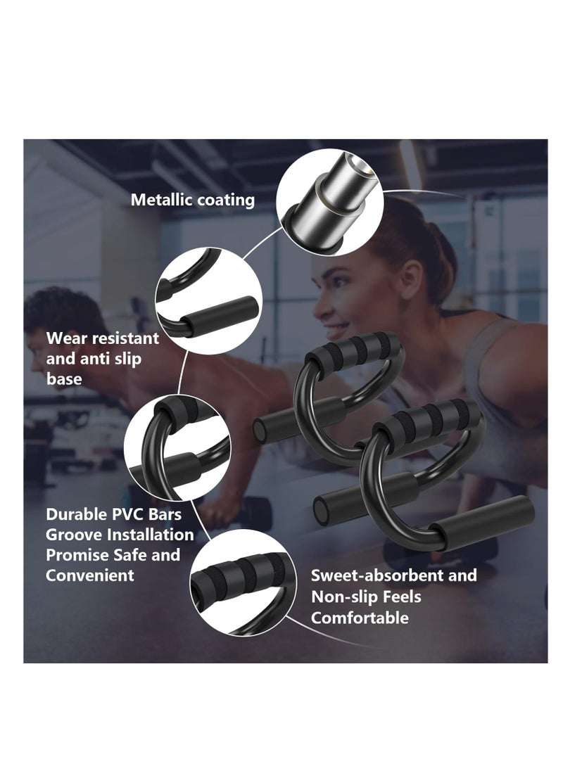 Push Up Bar S Shapes, Push up Stands Support Sweat Absorbent Thick Sponge Handle Non-slip, Quality PVC Material, Fitness Stand for Men Women Floor Strength Training Workout Equipment Home Gym