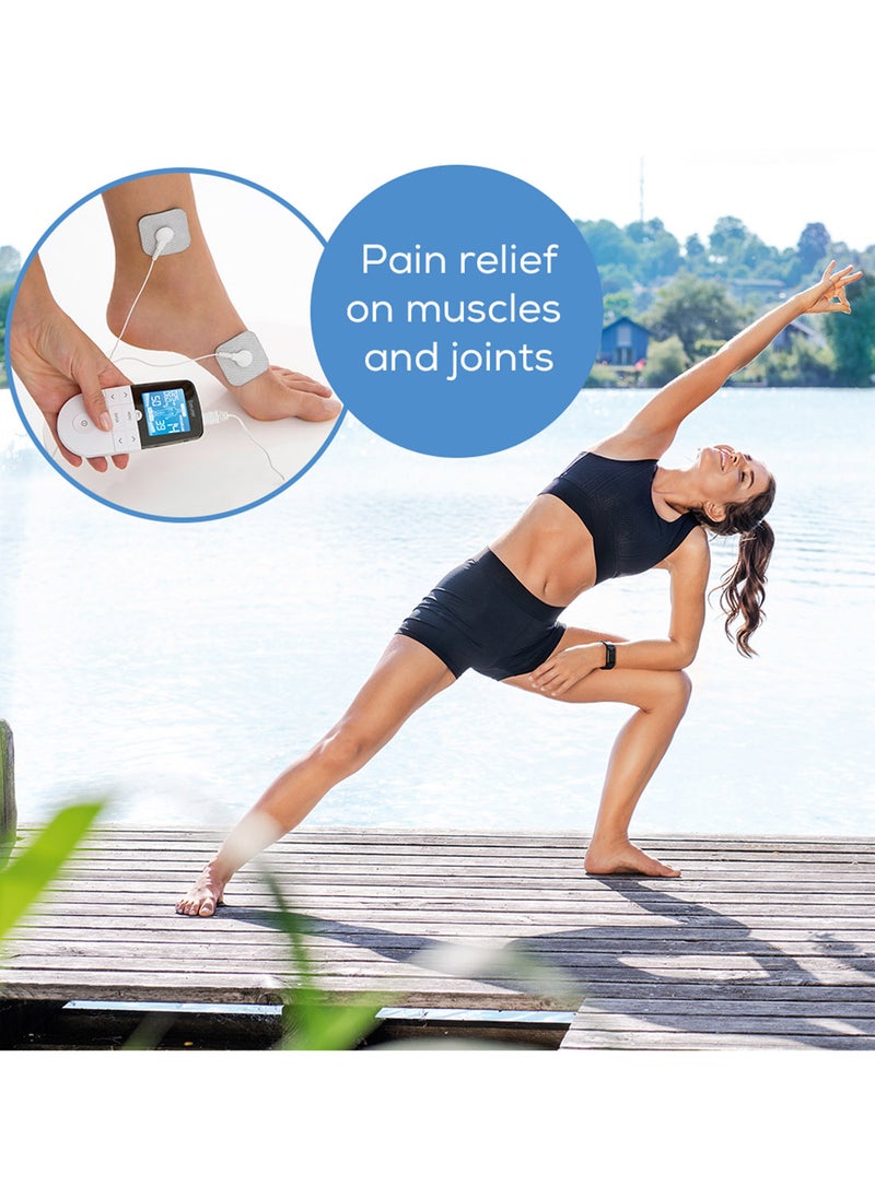 EM49 PainFree Digital TENS and EMS Machine Drug-free natural pain relief 3-in-1 pain relief, rehabilitation and massage 70 training programmes 2 channels 4 self-adhesive electrodes