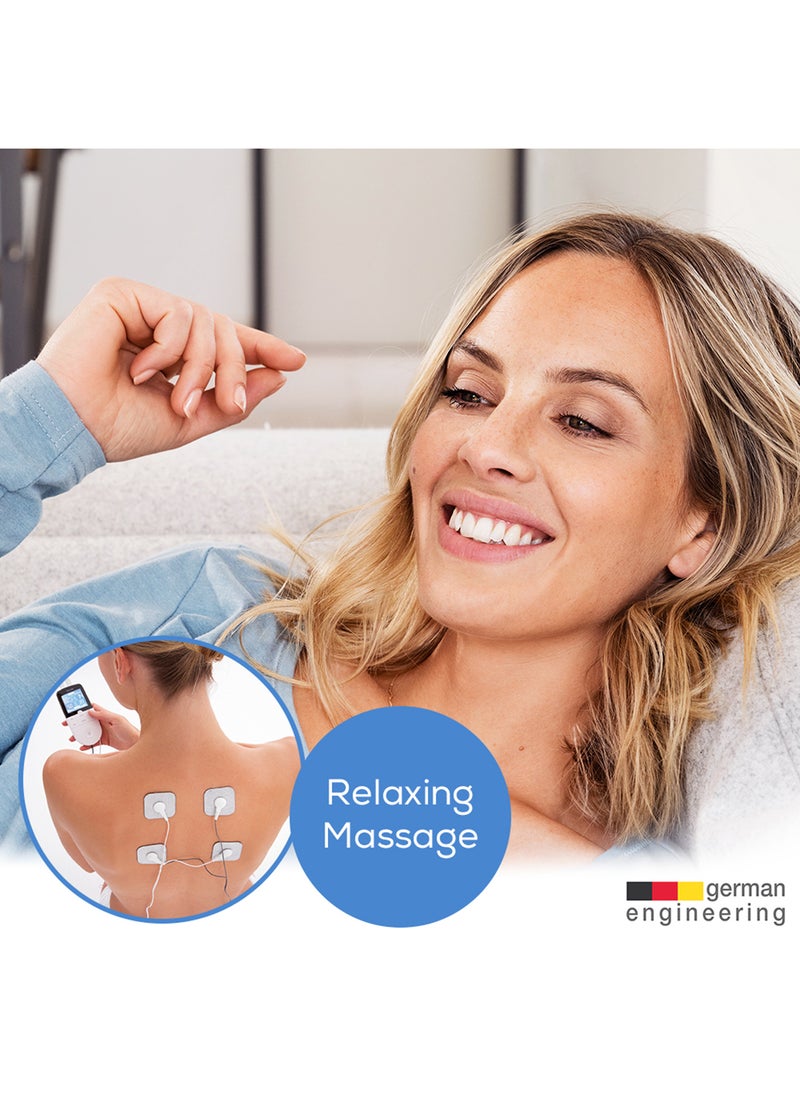 EM49 PainFree Digital TENS and EMS Machine Drug-free natural pain relief 3-in-1 pain relief, rehabilitation and massage 70 training programmes 2 channels 4 self-adhesive electrodes