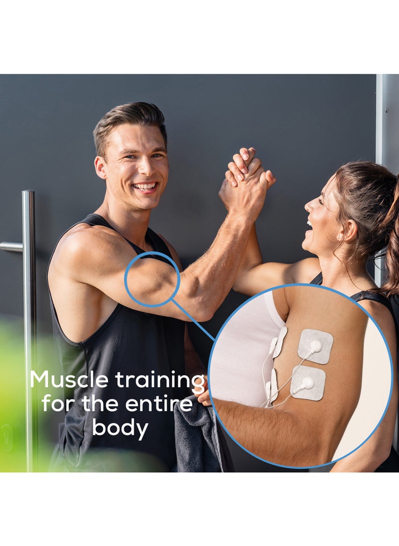 EM49 PainFree Digital TENS and EMS Machine Drug-free natural pain relief 3-in-1 pain relief, rehabilitation and massage 70 training programmes 2 channels 4 self-adhesive electrodes