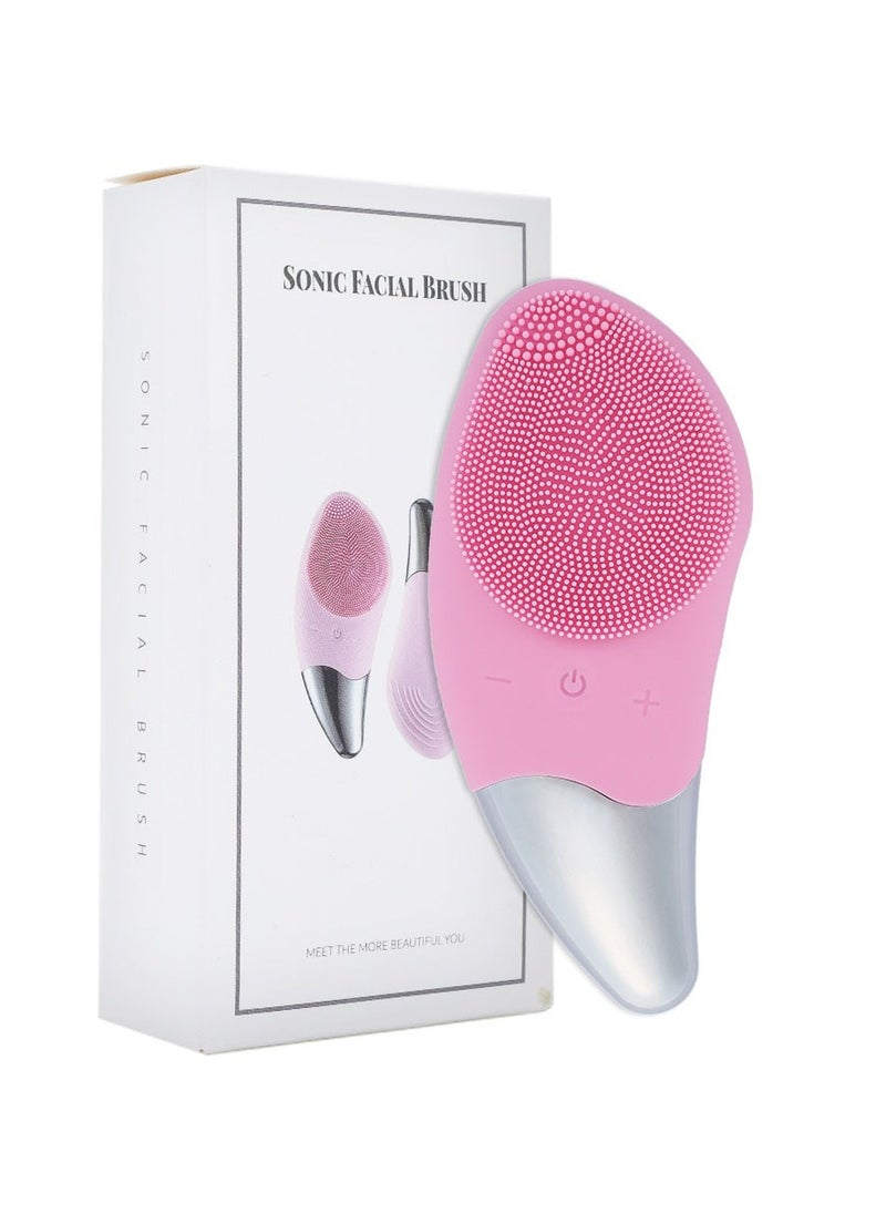 Silicone Sonic Facial Cleansing Brush & Massager, Waterproof Silicone Face Scrubber for Deep Cleansing, Exfoliating, Blackhead Removing