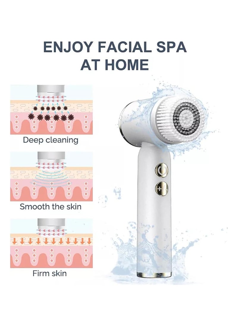 6 in 1 Electric Powered Facial Cleansing Brush, IPX6 Waterproof Facial Brush, 3 Speed Levels, Face Pore Cleaner with 6 Brush Heads