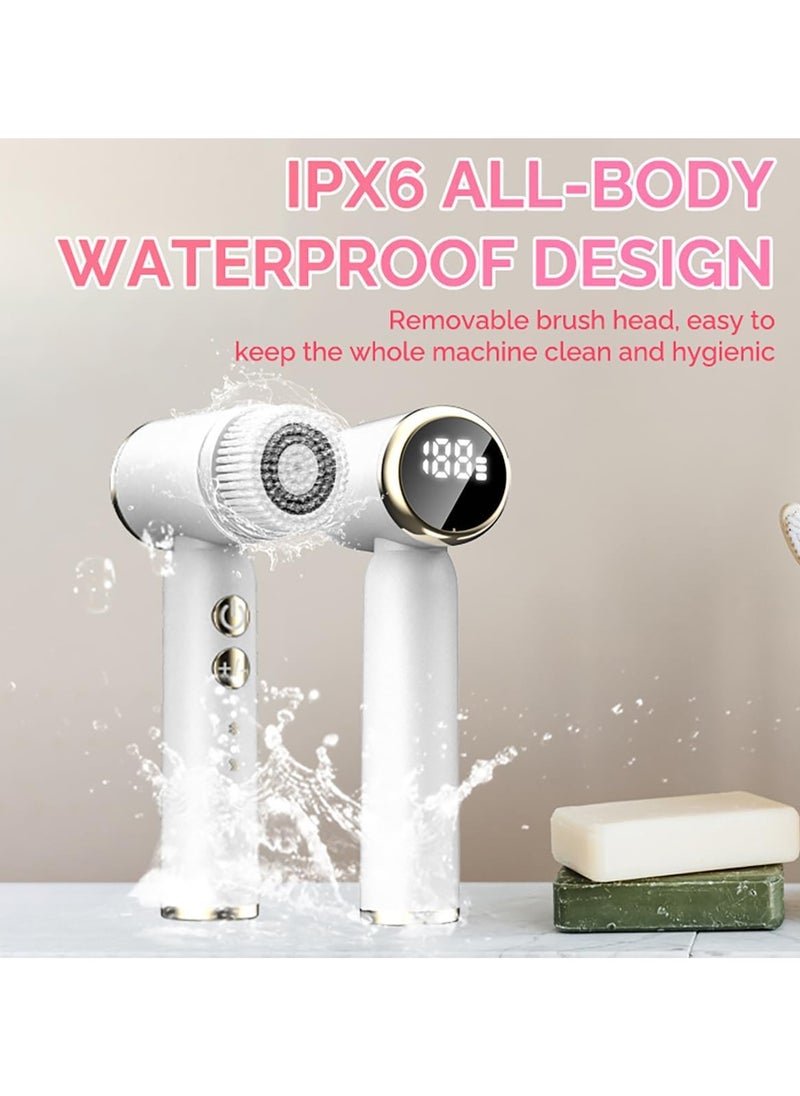 6 in 1 Electric Powered Facial Cleansing Brush, IPX6 Waterproof Facial Brush, 3 Speed Levels, Face Pore Cleaner with 6 Brush Heads