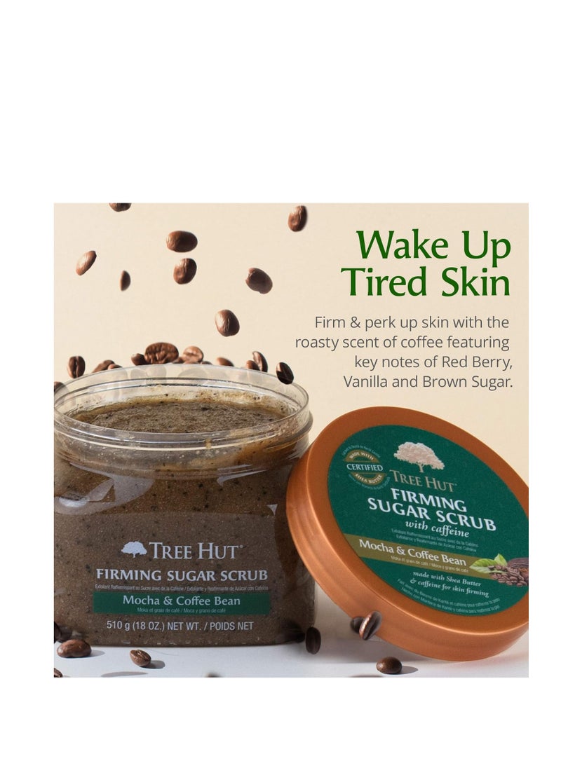 Tree Hut Ultra Hydrating and Exfoliating Sugar Scrub Mocha & Coffee Bean for Nourishing Essential Body Care, 18 Ounce