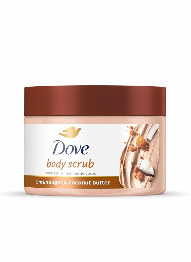 Dove Scrub Brown Sugar & Coconut Butter For Silky Smooth Skin Body Scrub Exfoliates & Restores Skin's Natural Nutrients 10.5 oz