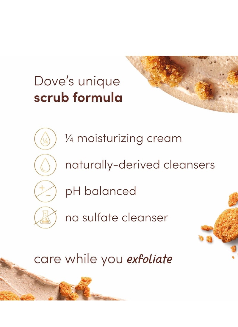 Dove Scrub Brown Sugar & Coconut Butter For Silky Smooth Skin Body Scrub Exfoliates & Restores Skin's Natural Nutrients 10.5 oz