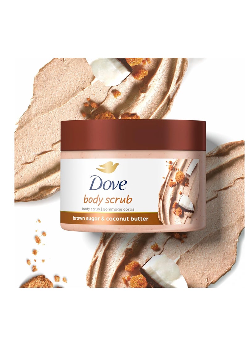 Dove Scrub Brown Sugar & Coconut Butter For Silky Smooth Skin Body Scrub Exfoliates & Restores Skin's Natural Nutrients 10.5 oz