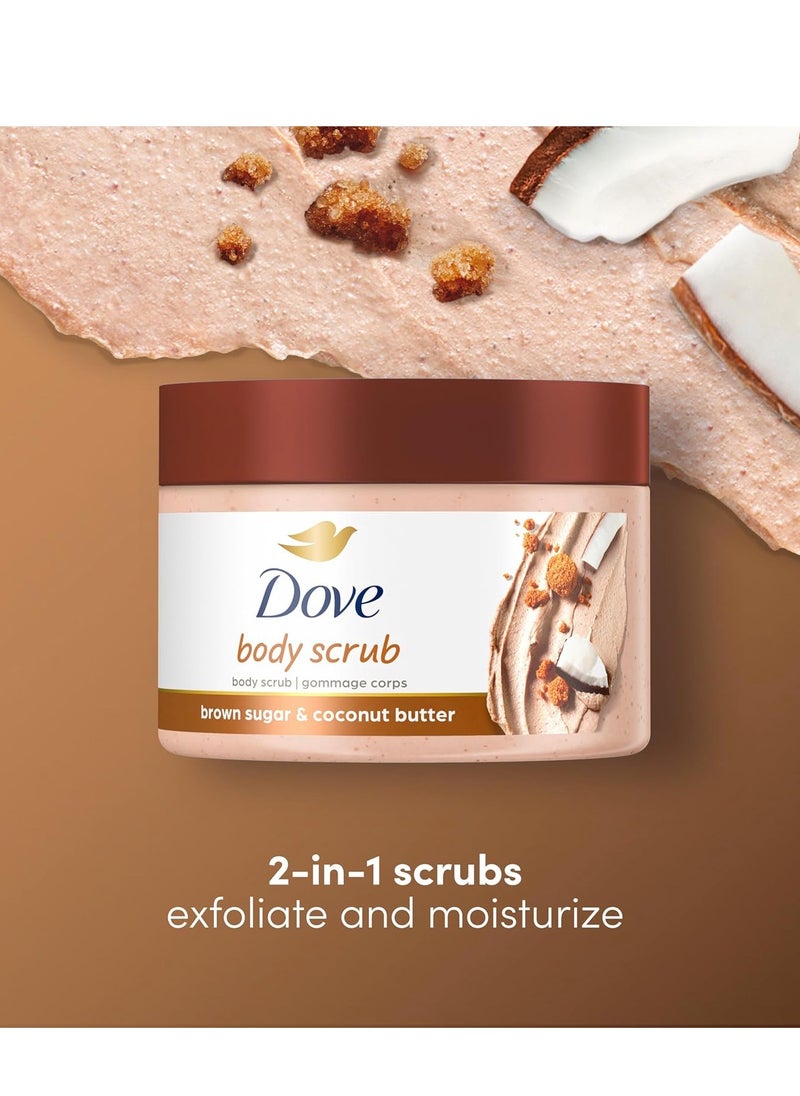 Dove Scrub Brown Sugar & Coconut Butter For Silky Smooth Skin Body Scrub Exfoliates & Restores Skin's Natural Nutrients 10.5 oz