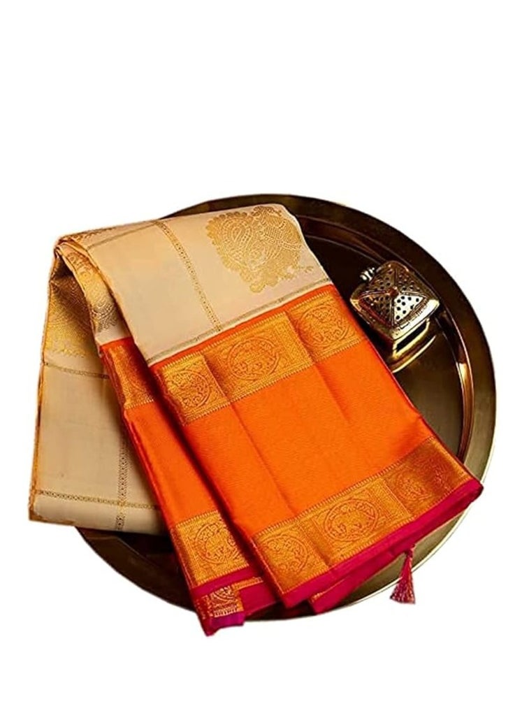 Women's Kanjivaram Soft Lichi Silk Saree With Blouse Piece