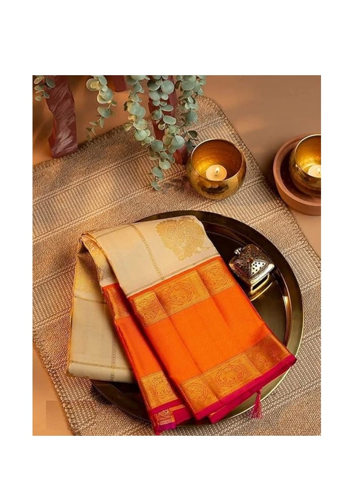 Women's Kanjivaram Soft Lichi Silk Saree With Blouse Piece