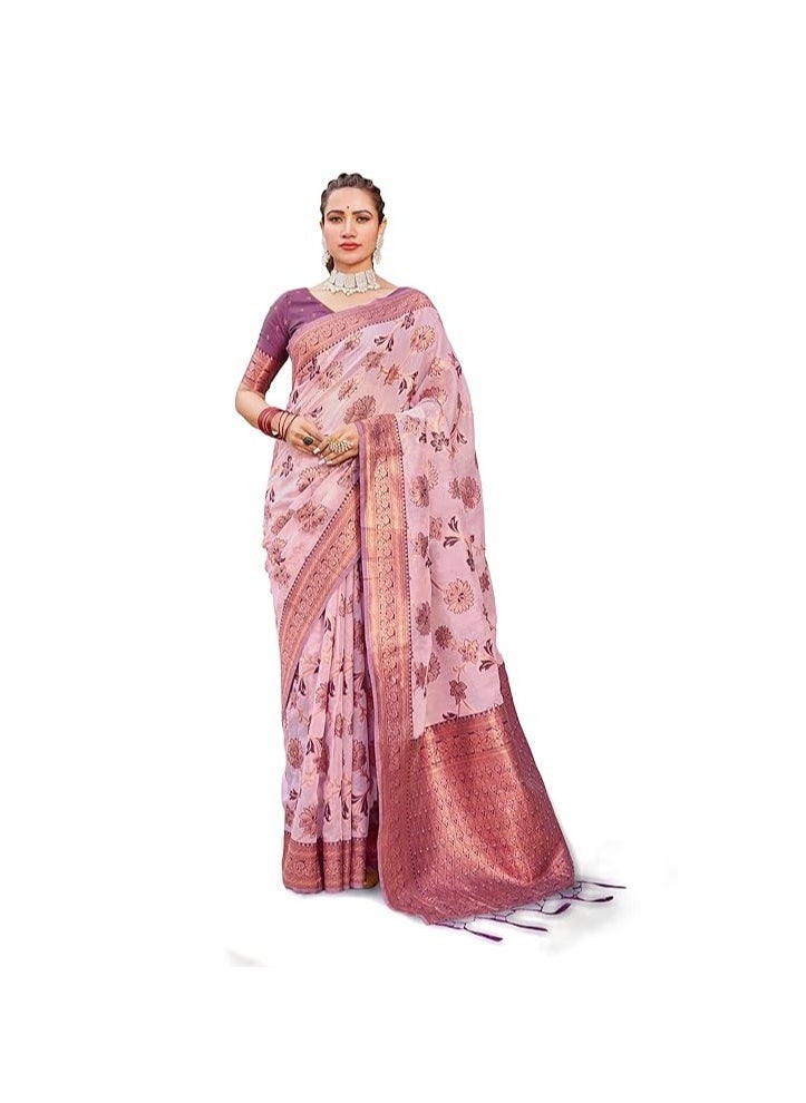 Womens kanjivaram Banarasi Silk Saree Patola saree with Unstitched blouse piece