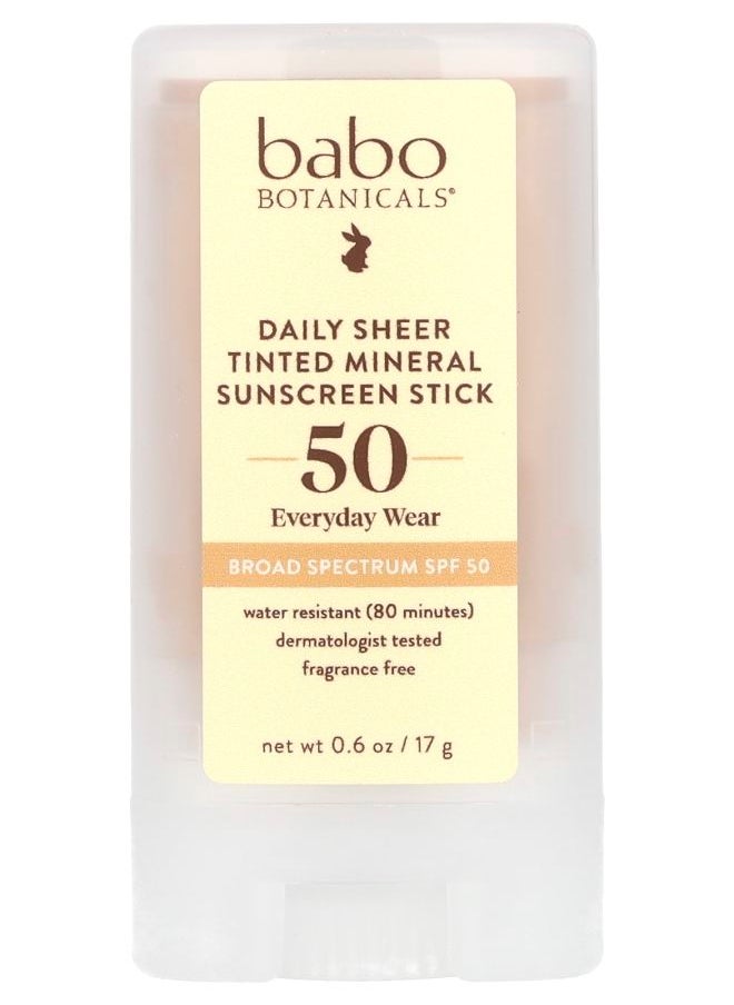 Daily Sheer Tinted Mineral Sunscreen Stick SPF 50 Fragrance Free 0.6 oz (17 g)