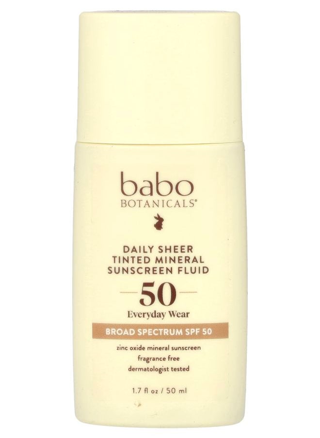 Daily Sheer Tinted Mineral Sunscreen Fluid SPF 50 Fragrance Free 1.7 fl oz (50 ml)