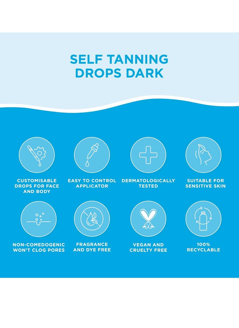 Self Tan Drops Dark 30mL Customisable Glow Suitable for Sensitive Skin Vegan Cruelty Free 30ml 1 01 FL OZ