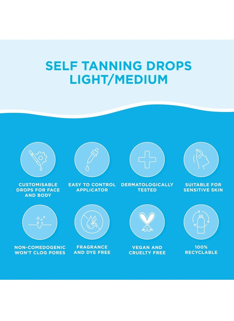 Self Tan Drops Light Medium 30mL Customisable Glow Suitable for Sensitive Skin Vegan Cruelty Free 30ml 1 01 FL OZ