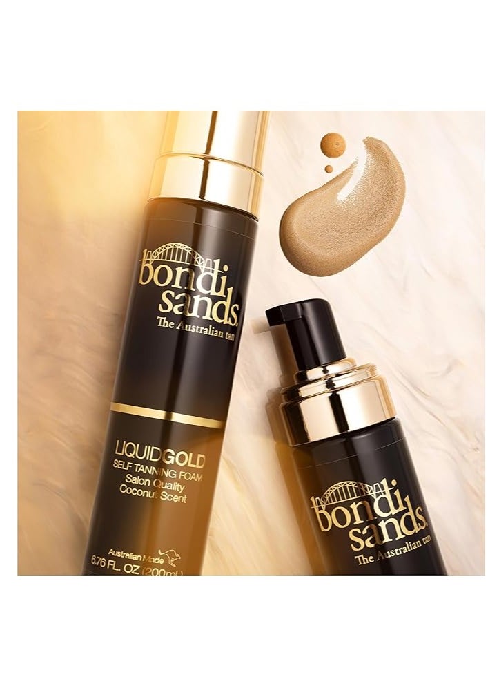 Liquid Gold Self Tanning Foam Enriched with Argan Oil Vegan Cruelty Free Coconut Scent 200mL