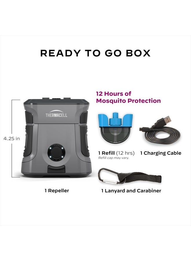 Mosquito Repellent Rechargeable Adventure EX-Series EX90; Patio Shield with 9-Hour Battery, Includes 12-Hour Refill, Rubber Armor & Carabiner; Scent Free Bug Spray Alternative