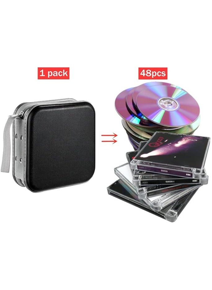 DVD Case, 48 Capacity CD Case Portable CD Case Holder Storage Hard Plastic DVD CD Wallet Holder Organizer for Car