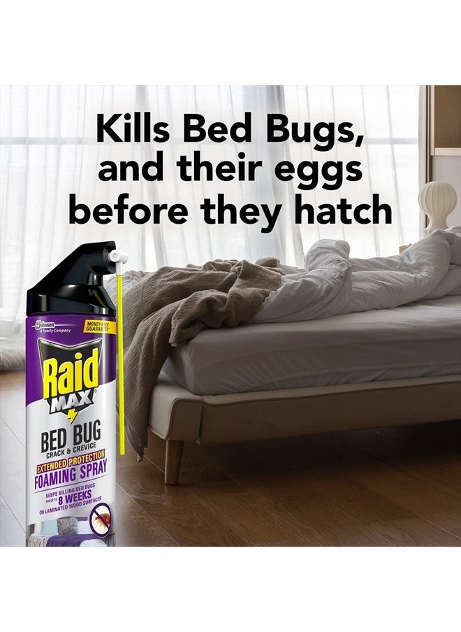 Max Bed Bug Crack & Crevice Extended Protection Foaming Spray, Kills Bed Bugs for up to 8 weeks on Laminated Woods and Surfaces, 17.5 oz