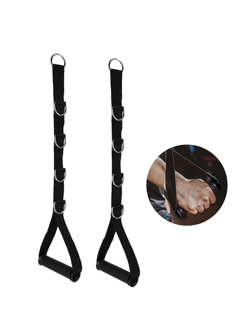 Tricep Rope Cable Attachment, 2pcs Resistance Band Handle Double Length Tricep Rope Black Triceps Pull Down Rope Gym Cable Machine Attachments for Push Downs, Crunches, Facepulls