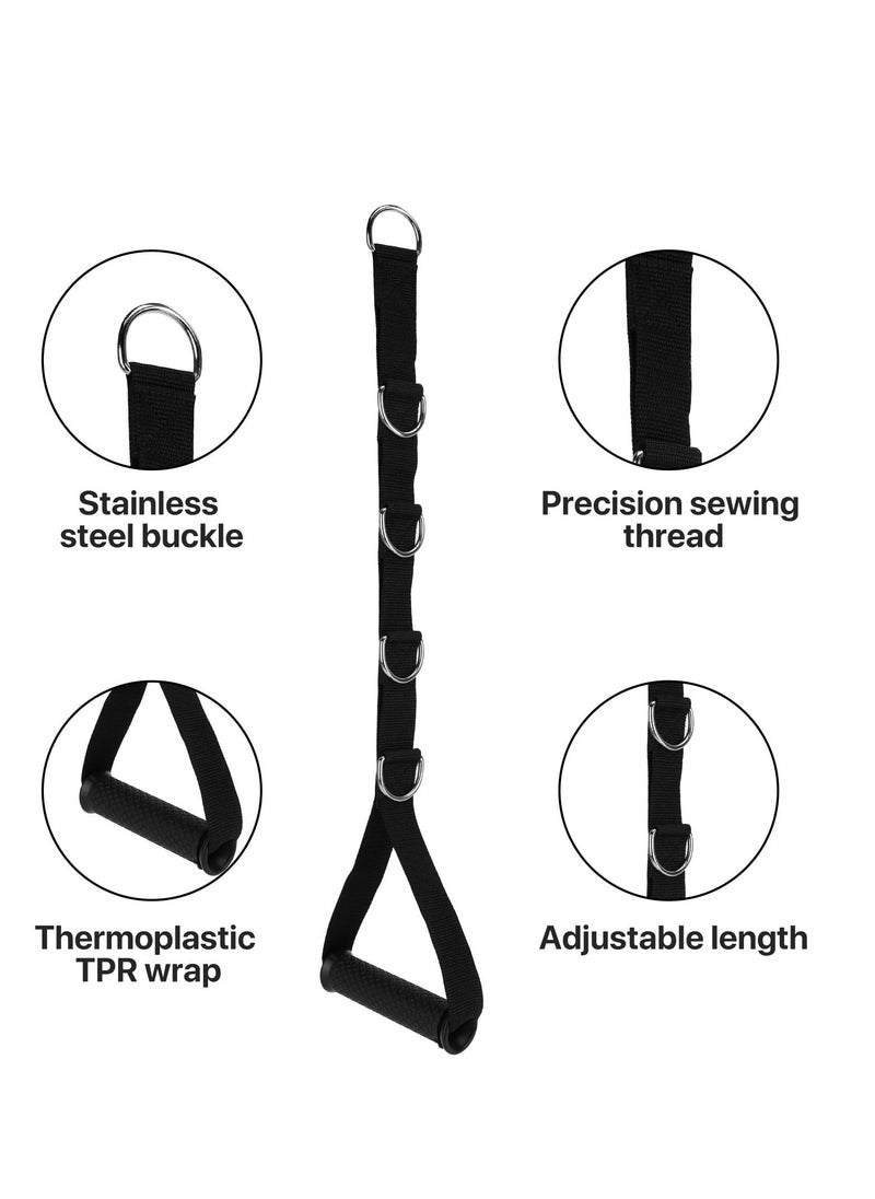 Tricep Rope Cable Attachment, 2pcs Resistance Band Handle Double Length Tricep Rope Black Triceps Pull Down Rope Gym Cable Machine Attachments for Push Downs, Crunches, Facepulls