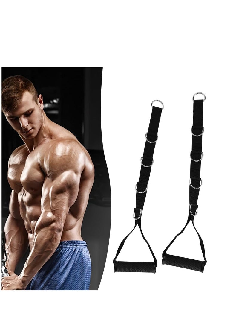 Tricep Rope Cable Attachment, 2pcs Resistance Band Handle Double Length Tricep Rope Black Triceps Pull Down Rope Gym Cable Machine Attachments for Push Downs, Crunches, Facepulls