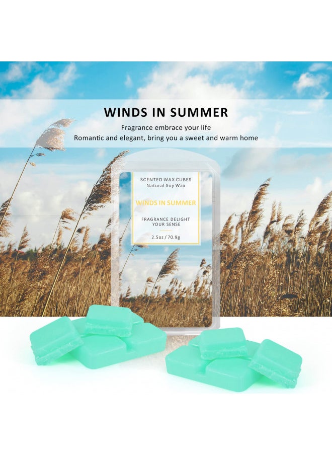 Scented Wax Melts, Wax Melts Wax Cubes, Soy Wax Cubes for Warmer Wax Melts Gift Set Ocean Breeze, Fresh Linen, Bohemia Forest, Winds in Summer (4 x 2.5oz)