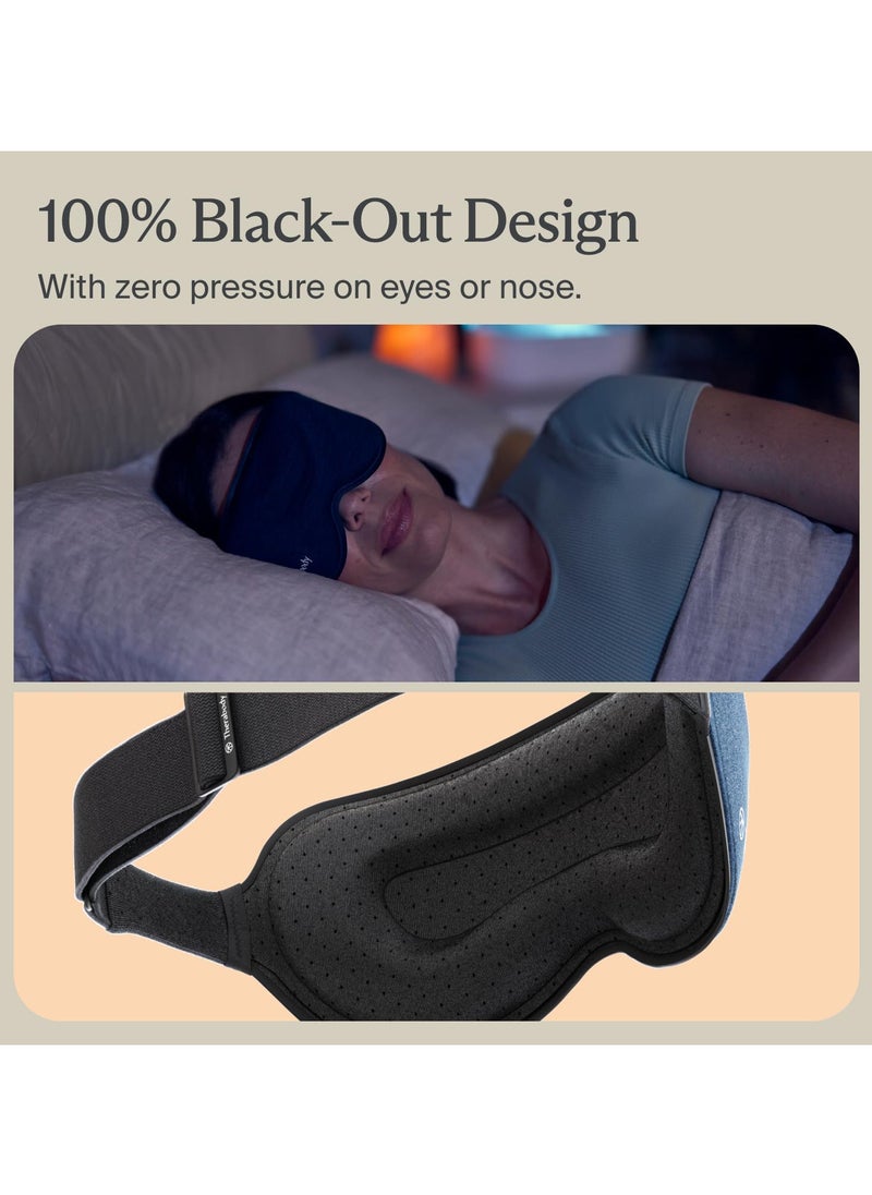 Therabody Sleep Mask Ultra-Comfortable, 100% Blackout Sleep Eye Mask with Gentle Eye Massager Vibration for Stress Relief, Headache Relief & Self Care - Facial Massager Sleeping Mask for Women & Men