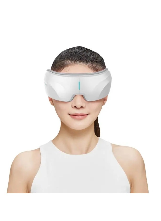 Rechargeable Eye Massager with Heat & Bluetooth Music / Hot Compress /Skin-Friendly Fabric / 5 Massage Mode / Intelligent Pressure Adjustment - White