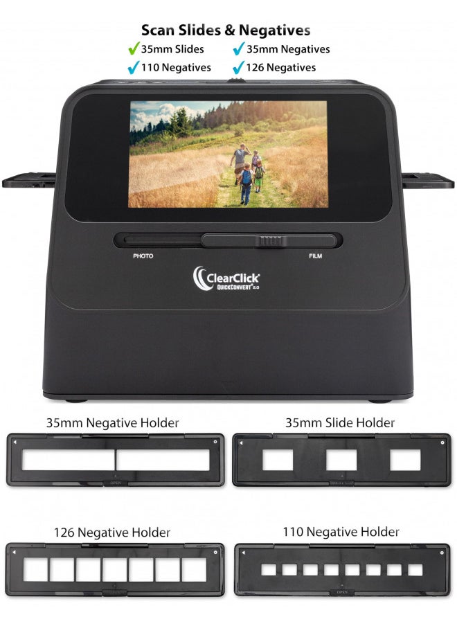 ClearClick QuickConvert 2.0 Photo, Slide, and Negative Scanner - Scan 4x6 Photos & 35mm, 110, 126 Film - No Computer Required - 22 MegaPixels